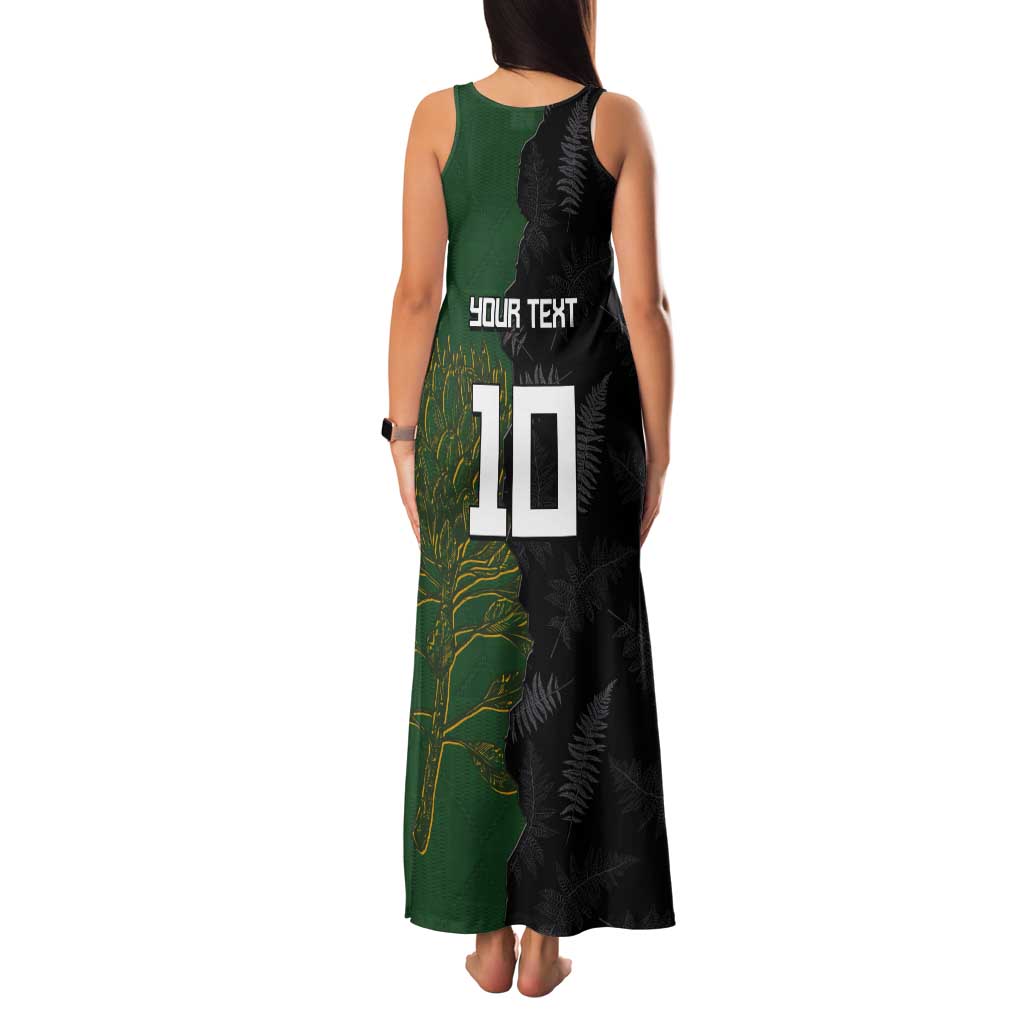 Custom Aotearoa South Africa Rugby Freedom Cup Tank Maxi Dress Kiwi Warriors Haka with King Protea Symbol - Wonder Print Shop