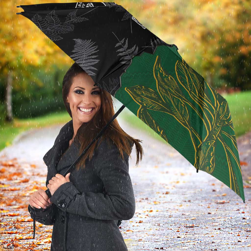 Aotearoa South Africa Rugby Freedom Cup Umbrella Kiwi Warriors Haka with King Protea Symbol - Wonder Print Shop