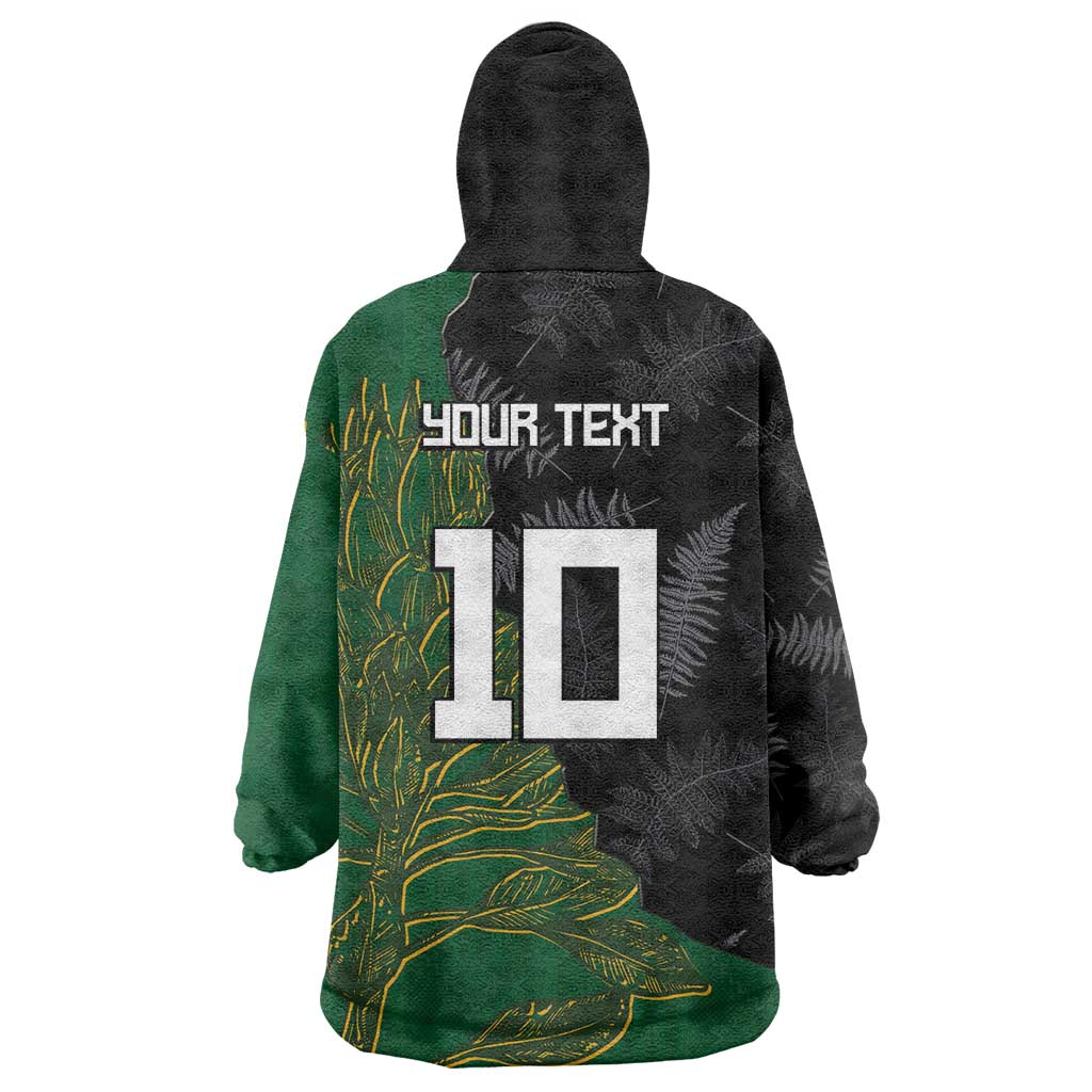 Custom Aotearoa South Africa Rugby Freedom Cup Wearable Blanket Hoodie Kiwi Warriors Haka with King Protea Symbol - Wonder Print Shop