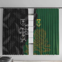 Aotearoa South Africa Rugby Freedom Cup Window Curtain Kiwi Warriors Haka with King Protea Symbol - Wonder Print Shop
