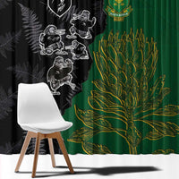 Aotearoa South Africa Rugby Freedom Cup Window Curtain Kiwi Warriors Haka with King Protea Symbol - Wonder Print Shop