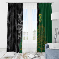Aotearoa South Africa Rugby Freedom Cup Window Curtain Kiwi Warriors Haka with King Protea Symbol - Wonder Print Shop