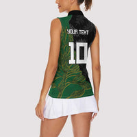 Custom Aotearoa South Africa Rugby Freedom Cup Women Sleeveless Polo Shirt Kiwi Warriors Haka with King Protea Symbol - Wonder Print Shop