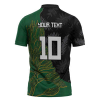 Custom Aotearoa South Africa Rugby Freedom Cup Zipper Polo Shirt Kiwi Warriors Haka with King Protea Symbol - Wonder Print Shop