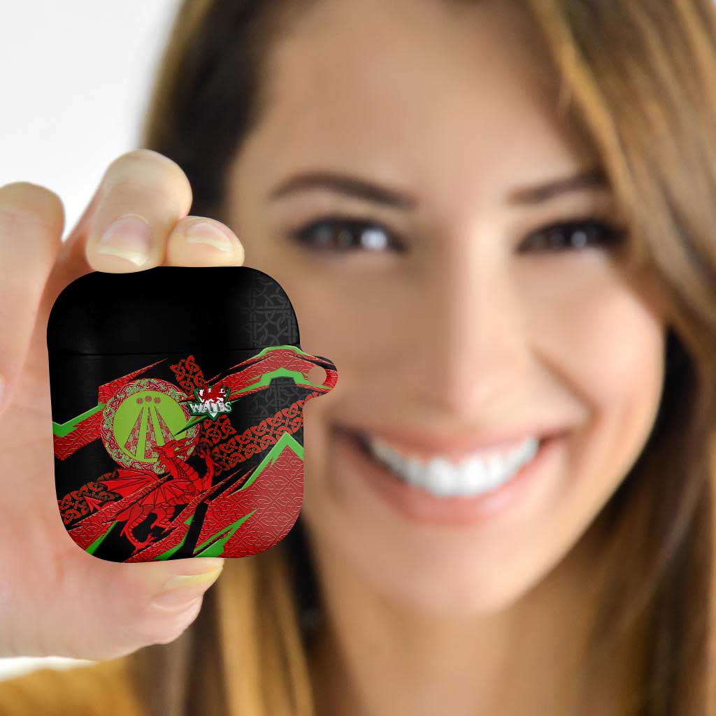 Welsh Celtic-Awen AirPods Case Wales Y Ddraig Goch with Celtic Knot Sporty - Wonder Print Shop