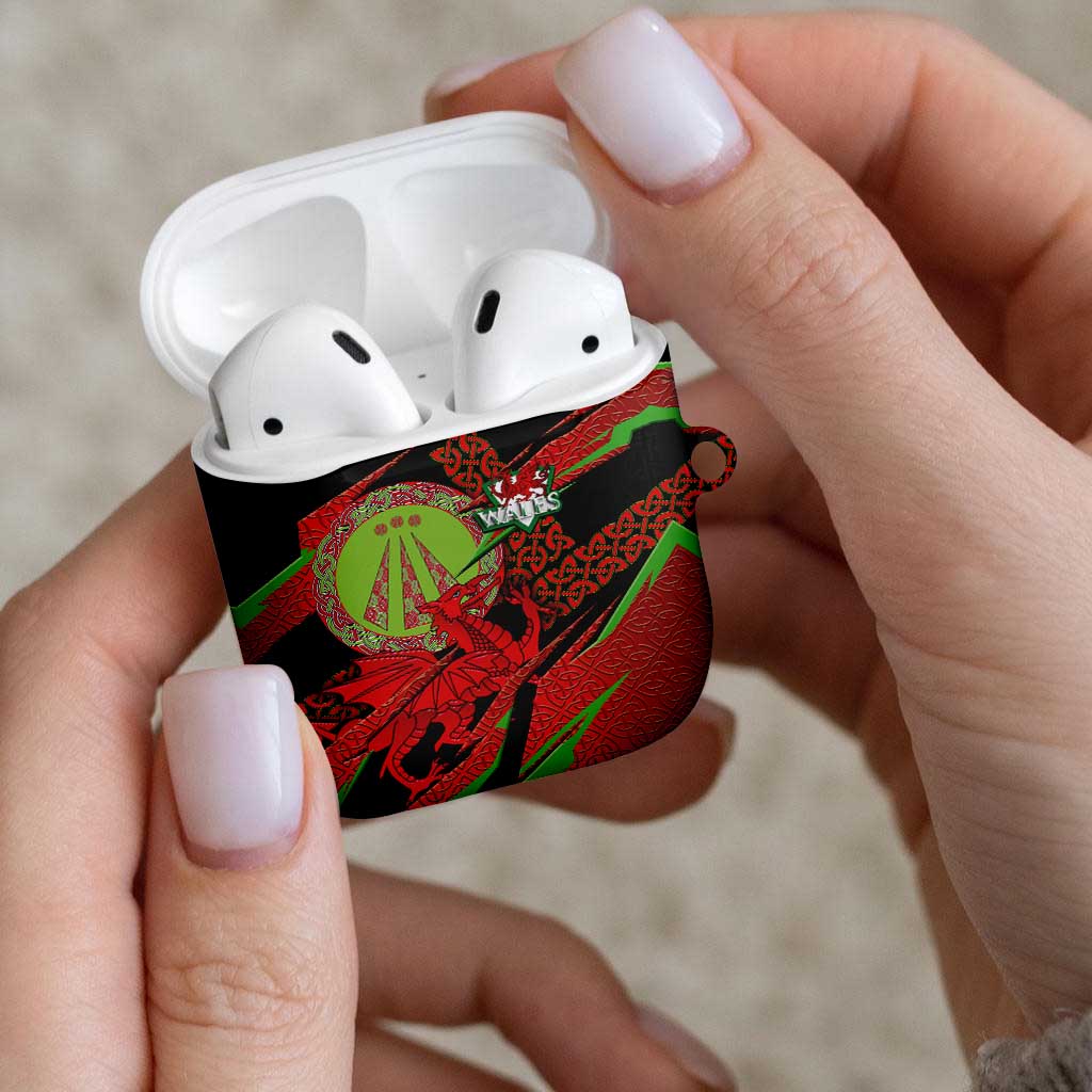 Welsh Celtic-Awen AirPods Case Wales Y Ddraig Goch with Celtic Knot Sporty - Wonder Print Shop