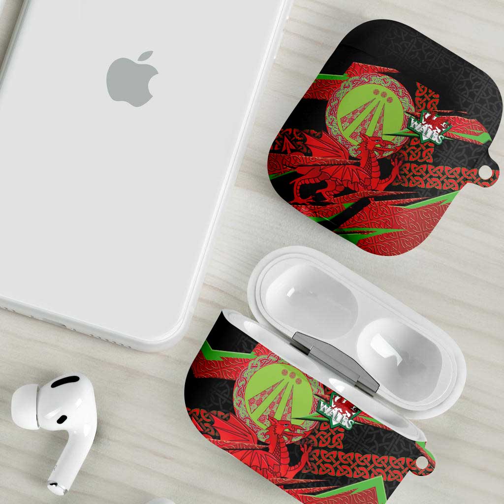 Welsh Celtic-Awen AirPods Case Wales Y Ddraig Goch with Celtic Knot Sporty - Wonder Print Shop