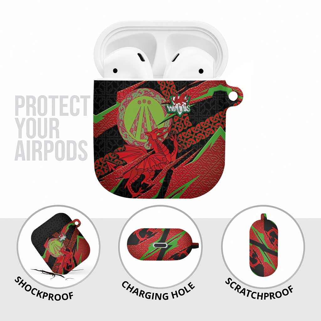 Welsh Celtic-Awen AirPods Case Wales Y Ddraig Goch with Celtic Knot Sporty - Wonder Print Shop