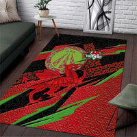Welsh Celtic-Awen Area Rug Wales Y Ddraig Goch with Celtic Knot Sporty - Wonder Print Shop