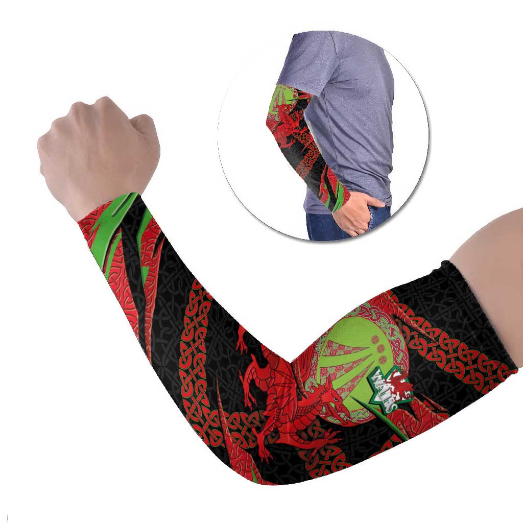 Welsh Celtic-Awen Arm Sleeves Wales Y Ddraig Goch with Celtic Knot Sporty - Wonder Print Shop
