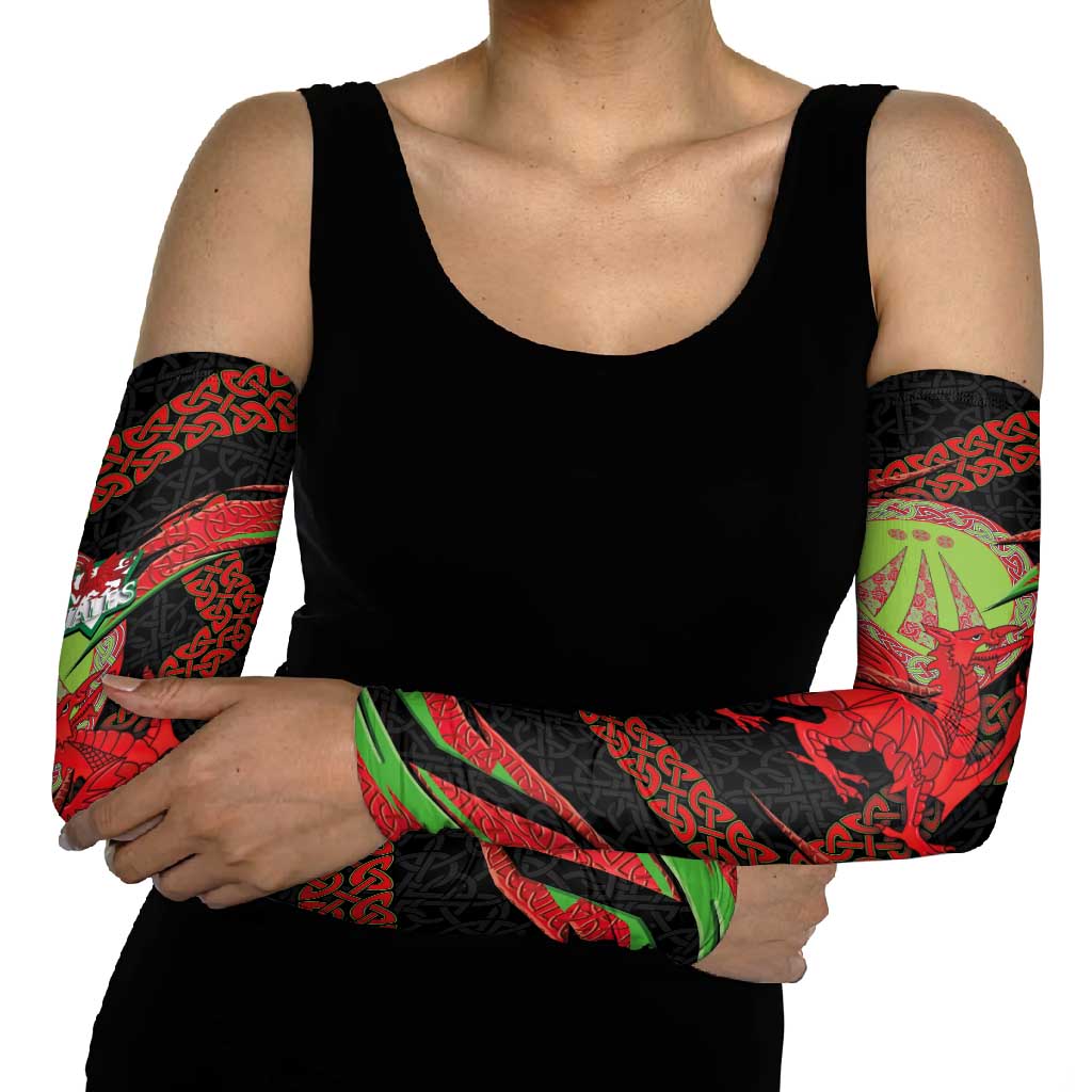 Welsh Celtic-Awen Arm Sleeves Wales Y Ddraig Goch with Celtic Knot Sporty - Wonder Print Shop
