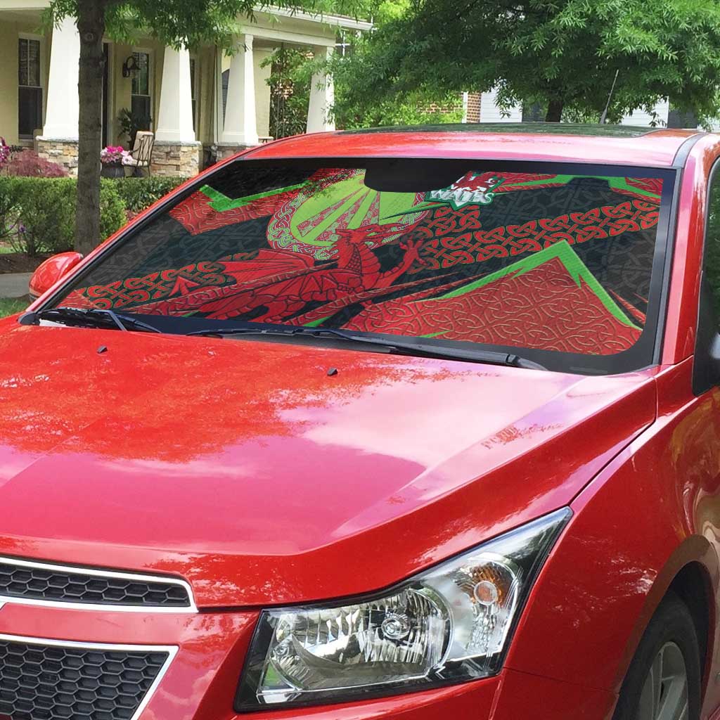 Welsh Celtic-Awen Auto Sun Shade Wales Y Ddraig Goch with Celtic Knot Sporty - Wonder Print Shop