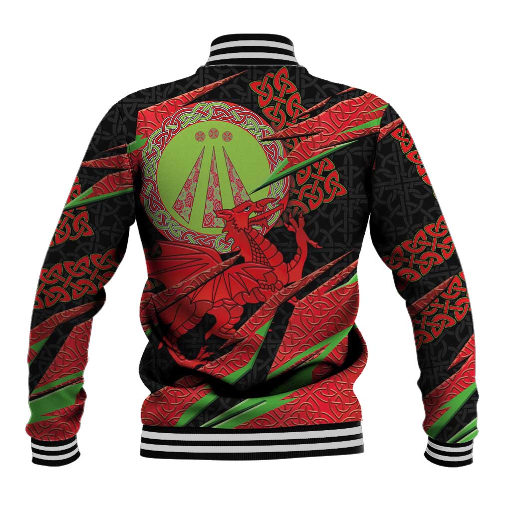 Welsh Celtic-Awen Baseball Jacket Wales Y Ddraig Goch with Celtic Knot Sporty - Wonder Print Shop