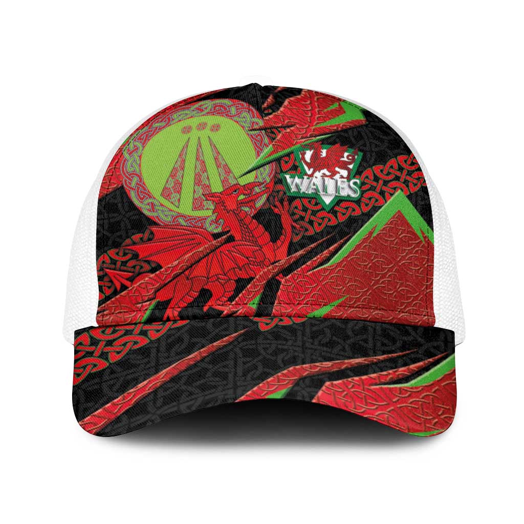 Welsh Celtic-Awen Baseball Net Cap Wales Y Ddraig Goch with Celtic Knot Sporty - Wonder Print Shop