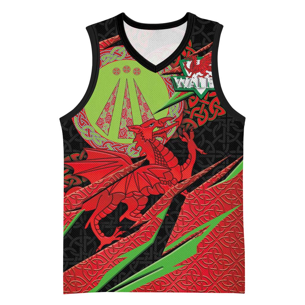 Welsh Celtic-Awen Basketball Jersey Wales Y Ddraig Goch with Celtic Knot Sporty - Wonder Print Shop