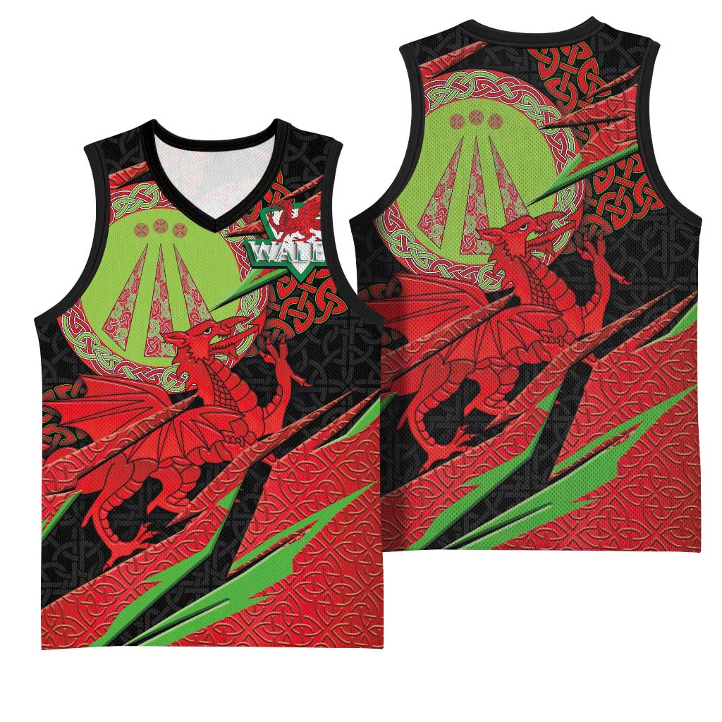 Welsh Celtic-Awen Basketball Jersey Wales Y Ddraig Goch with Celtic Knot Sporty - Wonder Print Shop