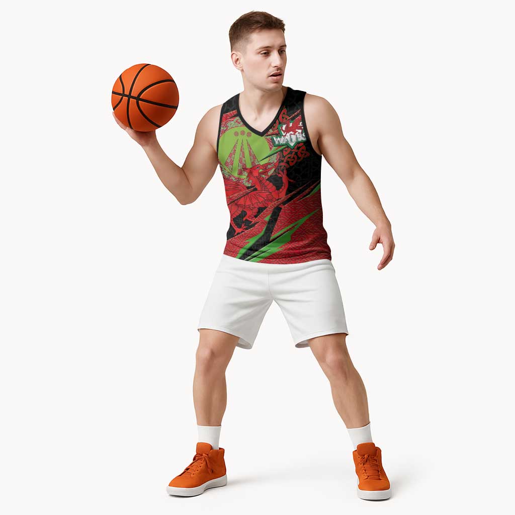 Welsh Celtic-Awen Basketball Jersey Wales Y Ddraig Goch with Celtic Knot Sporty - Wonder Print Shop