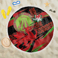 Welsh Celtic-Awen Beach Blanket Wales Y Ddraig Goch with Celtic Knot Sporty - Wonder Print Shop
