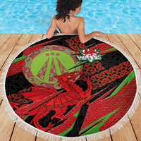 Welsh Celtic-Awen Beach Blanket Wales Y Ddraig Goch with Celtic Knot Sporty - Wonder Print Shop