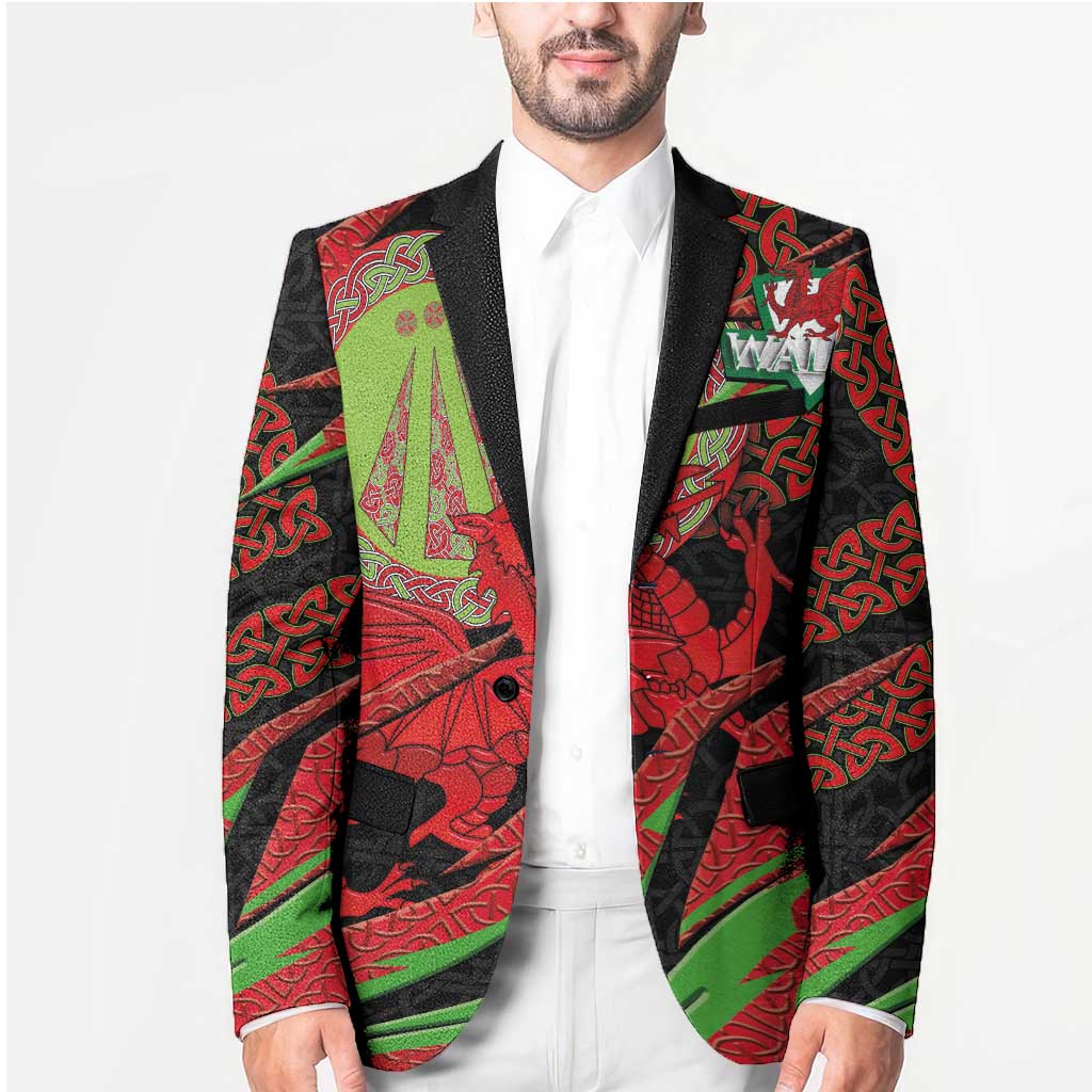 Welsh Celtic-Awen Blazer Wales Y Ddraig Goch with Celtic Knot Sporty - Wonder Print Shop