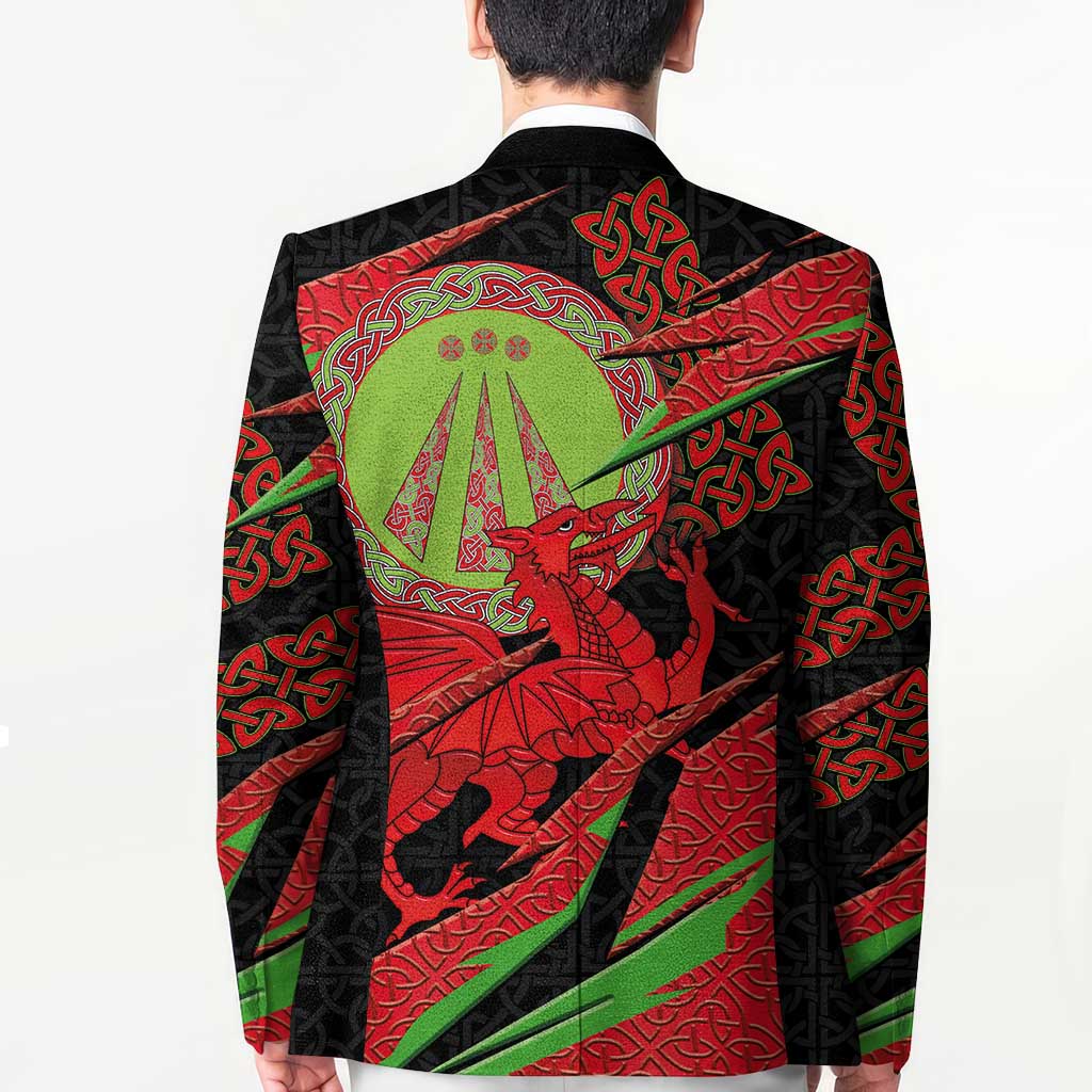 Welsh Celtic-Awen Blazer Wales Y Ddraig Goch with Celtic Knot Sporty - Wonder Print Shop
