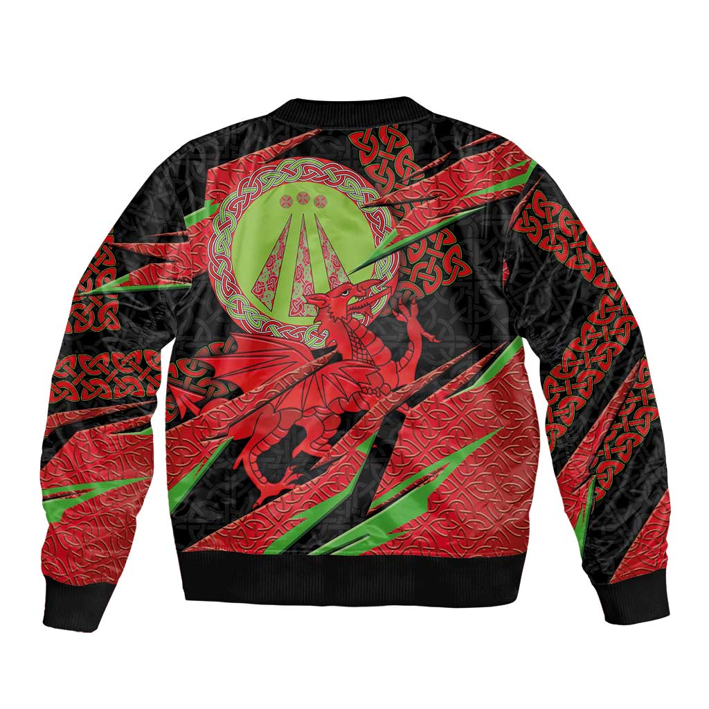 Welsh Celtic-Awen Bomber Jacket Wales Y Ddraig Goch with Celtic Knot Sporty - Wonder Print Shop