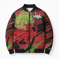 Welsh Celtic-Awen Bomber Puffer Jacket Wales Y Ddraig Goch with Celtic Knot Sporty - Wonder Print Shop