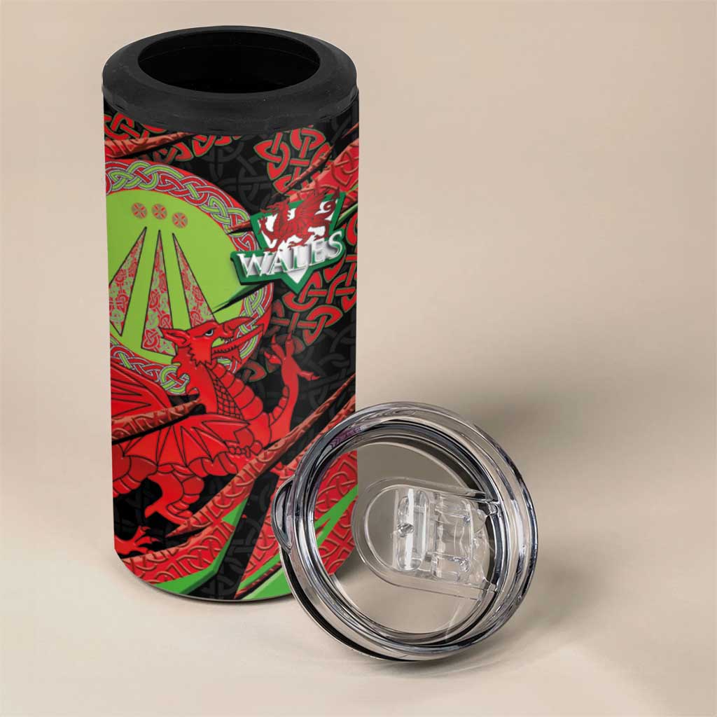 Welsh Celtic-Awen 4 in 1 Can Cooler Tumbler Wales Y Ddraig Goch with Celtic Knot Sporty - Wonder Print Shop
