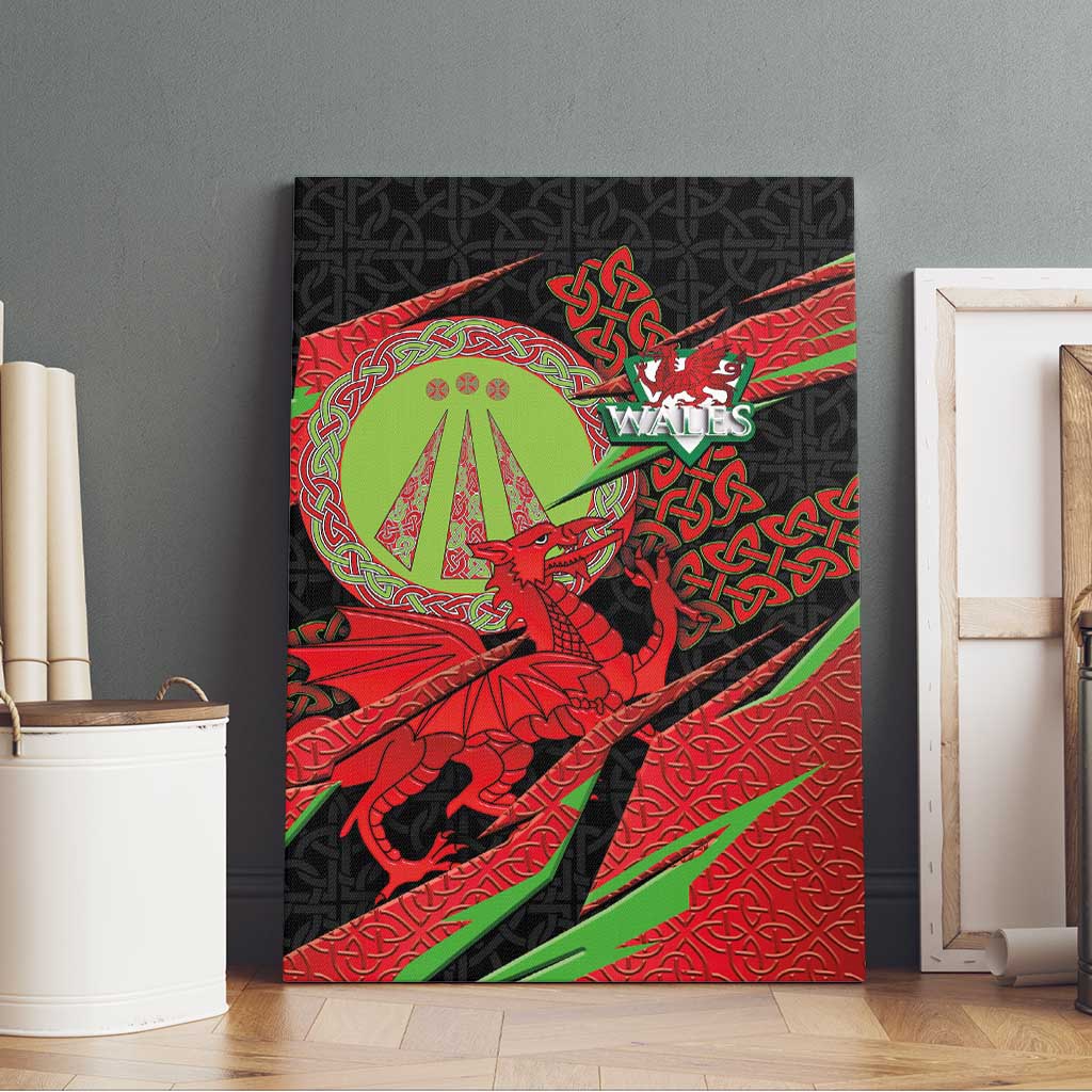 Welsh Celtic-Awen Canvas Wall Art Wales Y Ddraig Goch with Celtic Knot Sporty - Wonder Print Shop