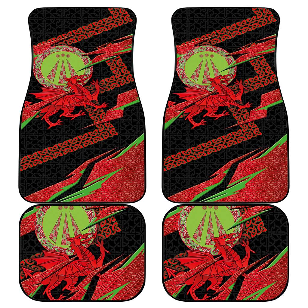 Welsh Celtic-Awen Car Mats Wales Y Ddraig Goch with Celtic Knot Sporty - Wonder Print Shop