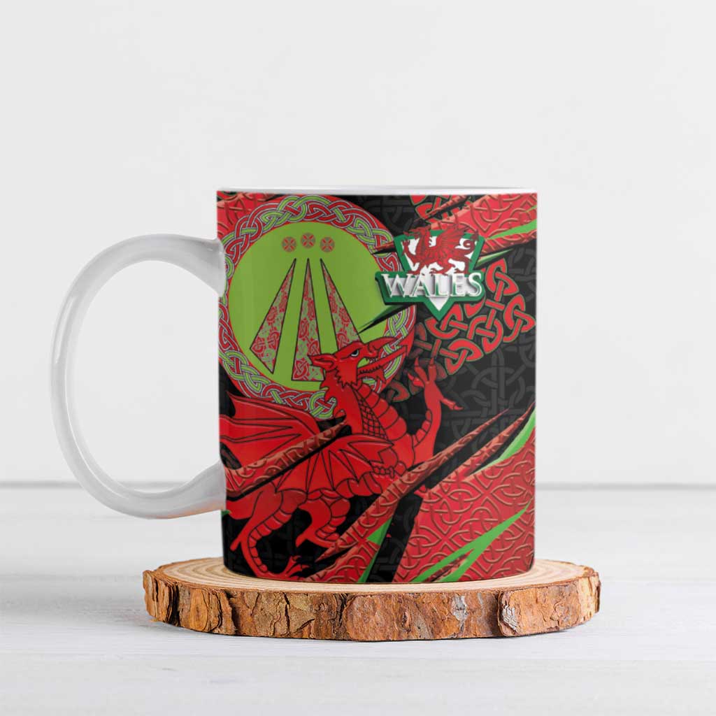 Welsh Celtic-Awen Ceramic Mug Wales Y Ddraig Goch with Celtic Knot Sporty - Wonder Print Shop