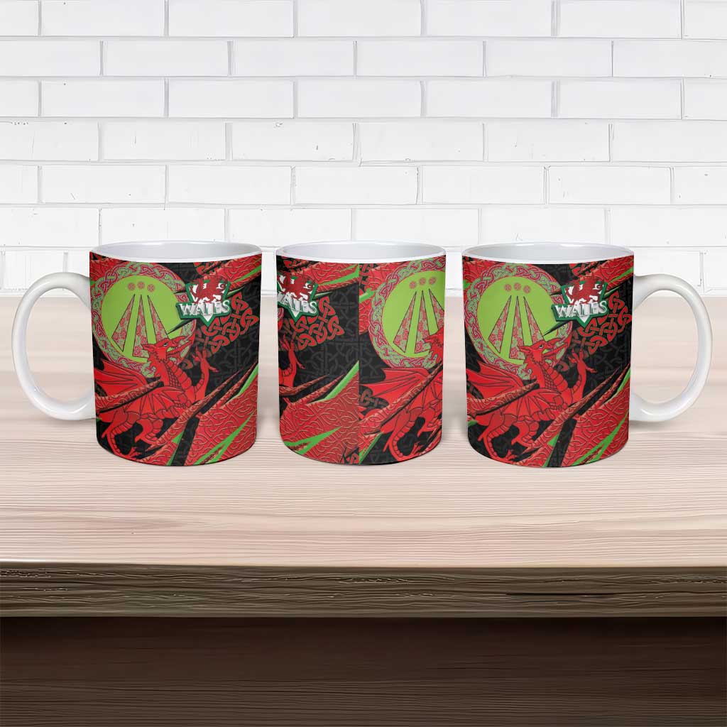 Welsh Celtic-Awen Ceramic Mug Wales Y Ddraig Goch with Celtic Knot Sporty - Wonder Print Shop