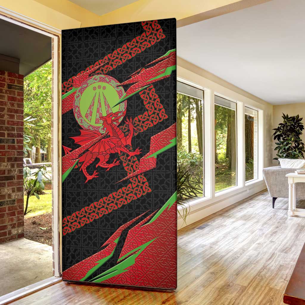 Welsh Celtic-Awen Door Cover Wales Y Ddraig Goch with Celtic Knot Sporty - Wonder Print Shop