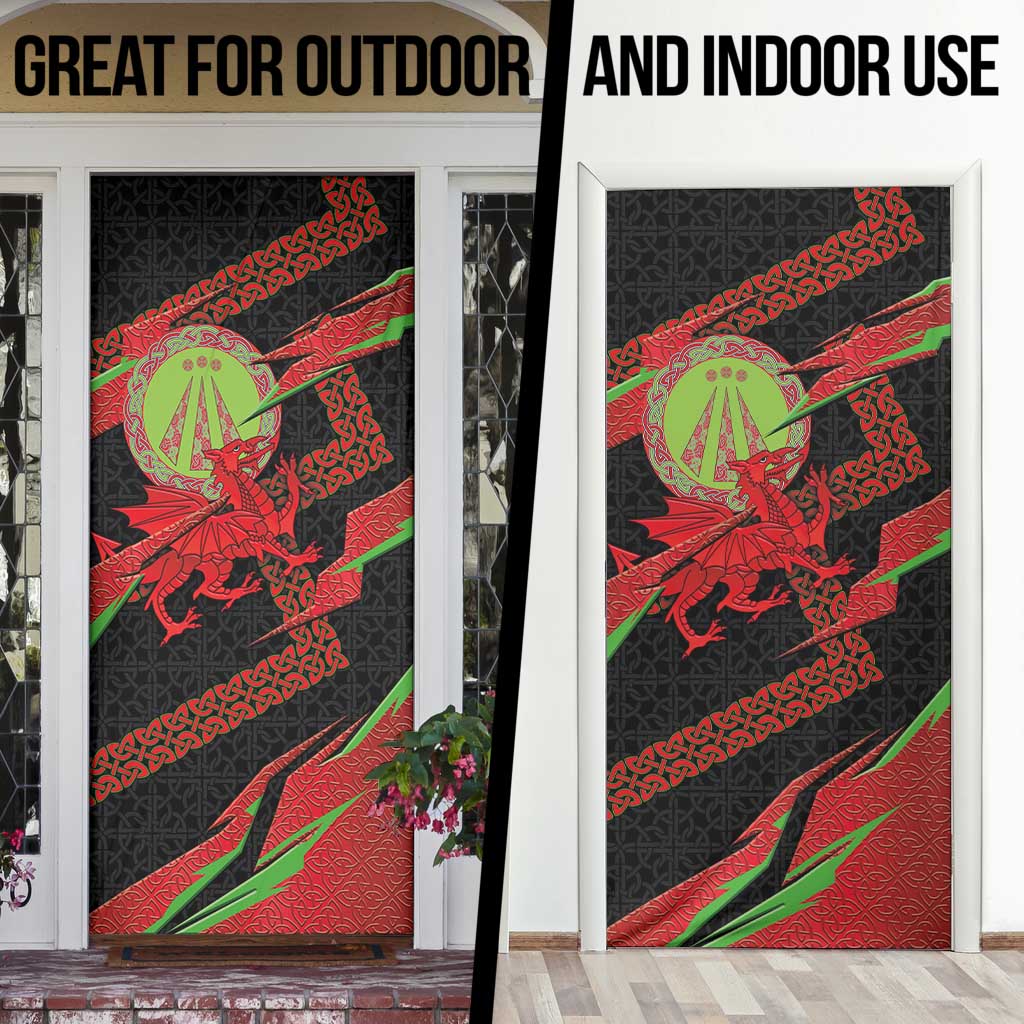 Welsh Celtic-Awen Door Cover Wales Y Ddraig Goch with Celtic Knot Sporty - Wonder Print Shop