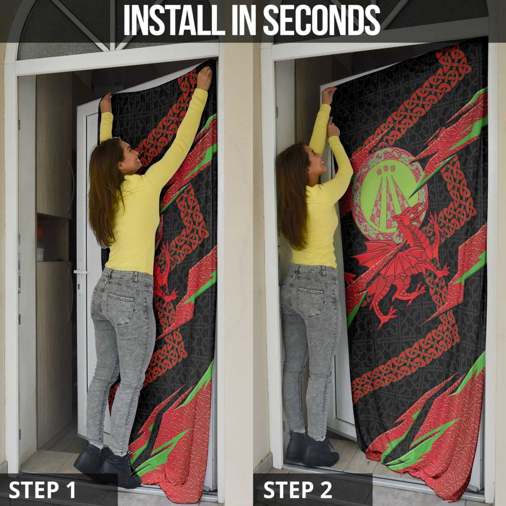 Welsh Celtic-Awen Door Cover Wales Y Ddraig Goch with Celtic Knot Sporty - Wonder Print Shop