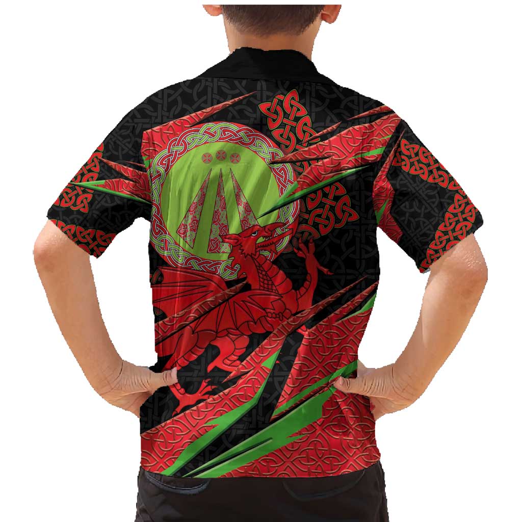 Welsh Celtic-Awen Family Matching Mermaid Dress and Hawaiian Shirt Wales Y Ddraig Goch with Celtic Knot Sporty - Wonder Print Shop