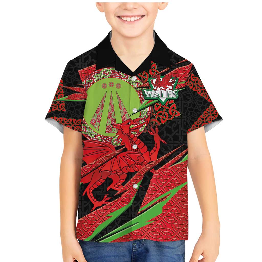 Welsh Celtic-Awen Family Matching Mermaid Dress and Hawaiian Shirt Wales Y Ddraig Goch with Celtic Knot Sporty - Wonder Print Shop