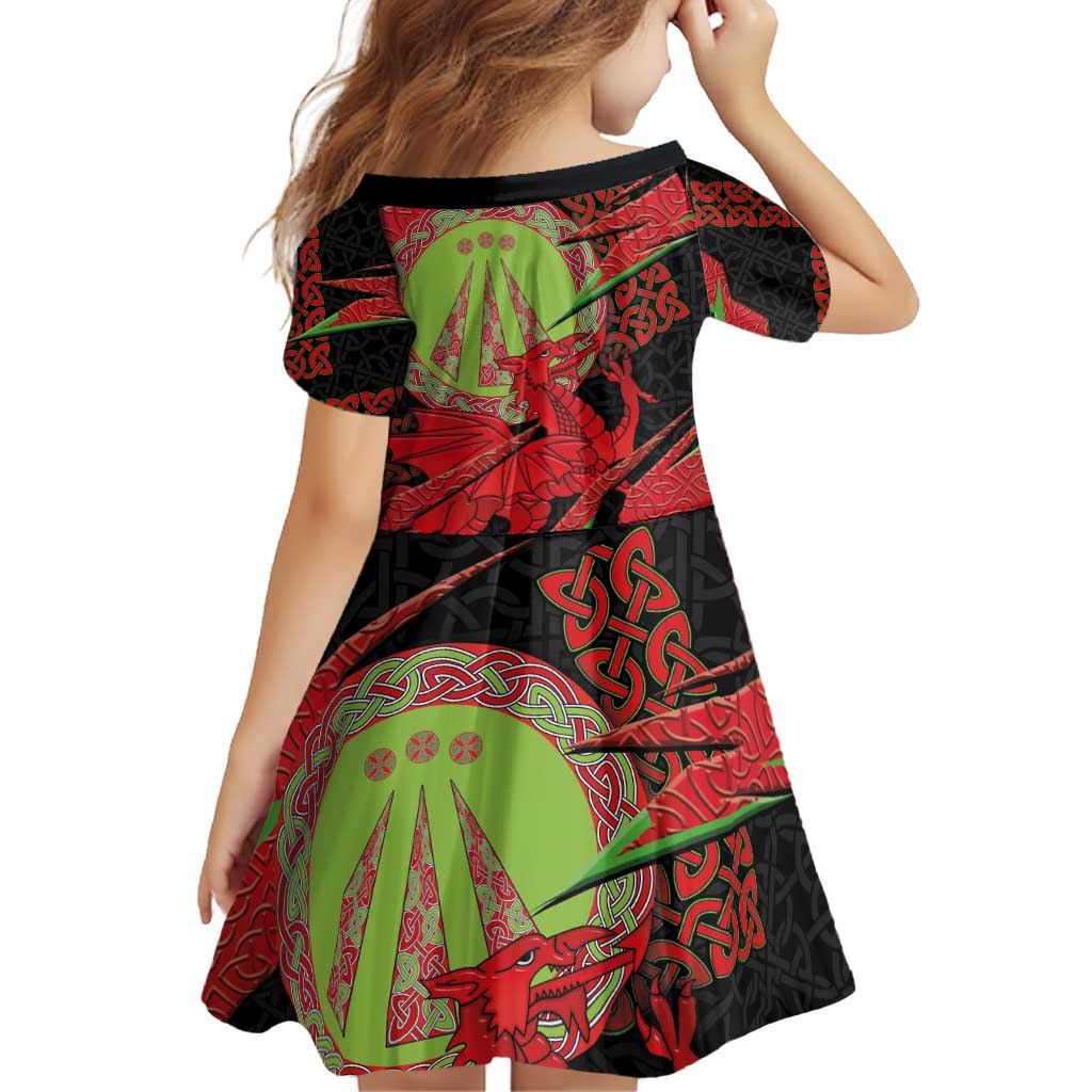 Welsh Celtic-Awen Family Matching Off Shoulder Short Dress and Hawaiian Shirt Wales Y Ddraig Goch with Celtic Knot Sporty - Wonder Print Shop
