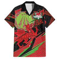 Welsh Celtic-Awen Family Matching Off Shoulder Short Dress and Hawaiian Shirt Wales Y Ddraig Goch with Celtic Knot Sporty - Wonder Print Shop