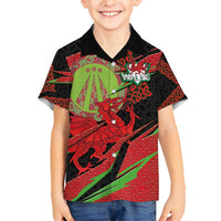 Welsh Celtic-Awen Family Matching Off Shoulder Short Dress and Hawaiian Shirt Wales Y Ddraig Goch with Celtic Knot Sporty - Wonder Print Shop