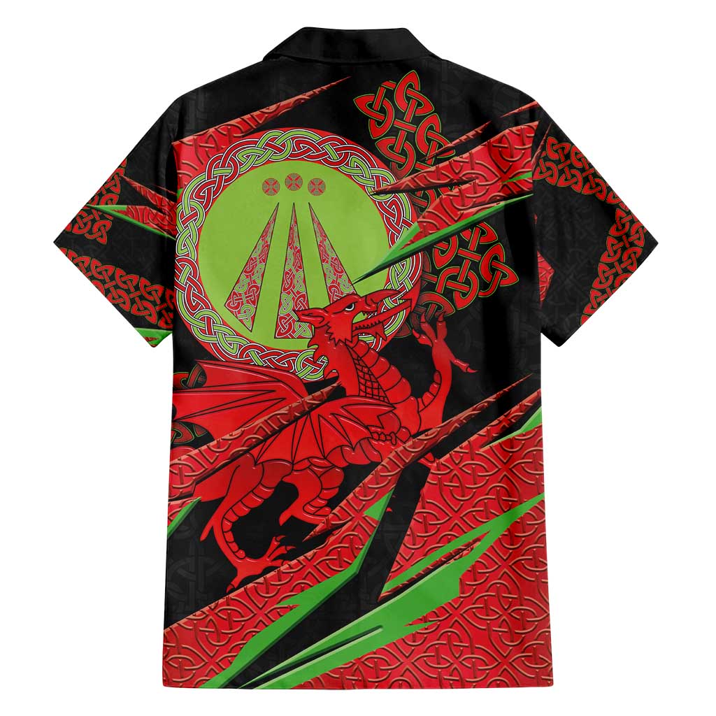 Welsh Celtic-Awen Family Matching Summer Maxi Dress and Hawaiian Shirt Wales Y Ddraig Goch with Celtic Knot Sporty - Wonder Print Shop