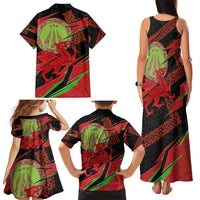 Welsh Celtic-Awen Family Matching Tank Maxi Dress and Hawaiian Shirt Wales Y Ddraig Goch with Celtic Knot Sporty - Wonder Print Shop