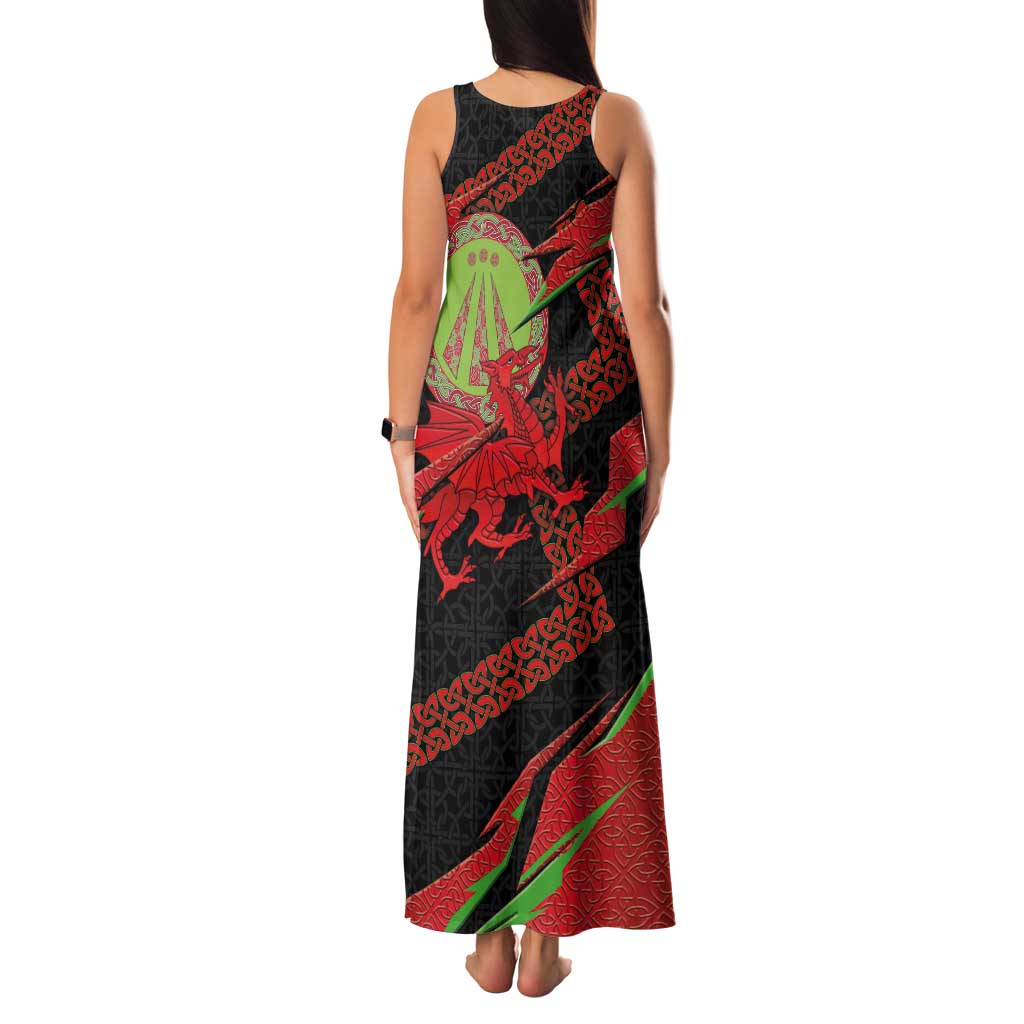 Welsh Celtic-Awen Family Matching Tank Maxi Dress and Hawaiian Shirt Wales Y Ddraig Goch with Celtic Knot Sporty - Wonder Print Shop