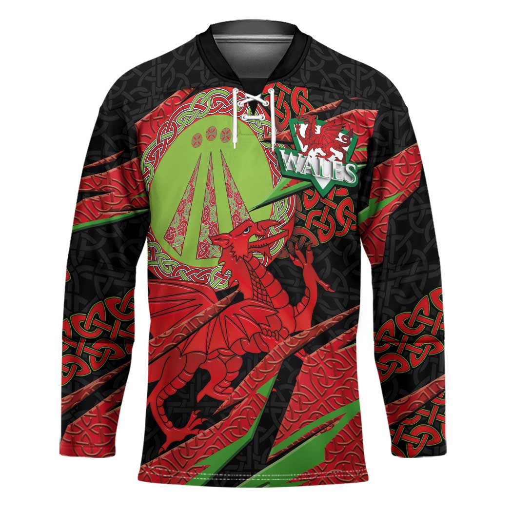 Welsh Celtic-Awen Hockey Jersey Wales Y Ddraig Goch with Celtic Knot Sporty - Wonder Print Shop