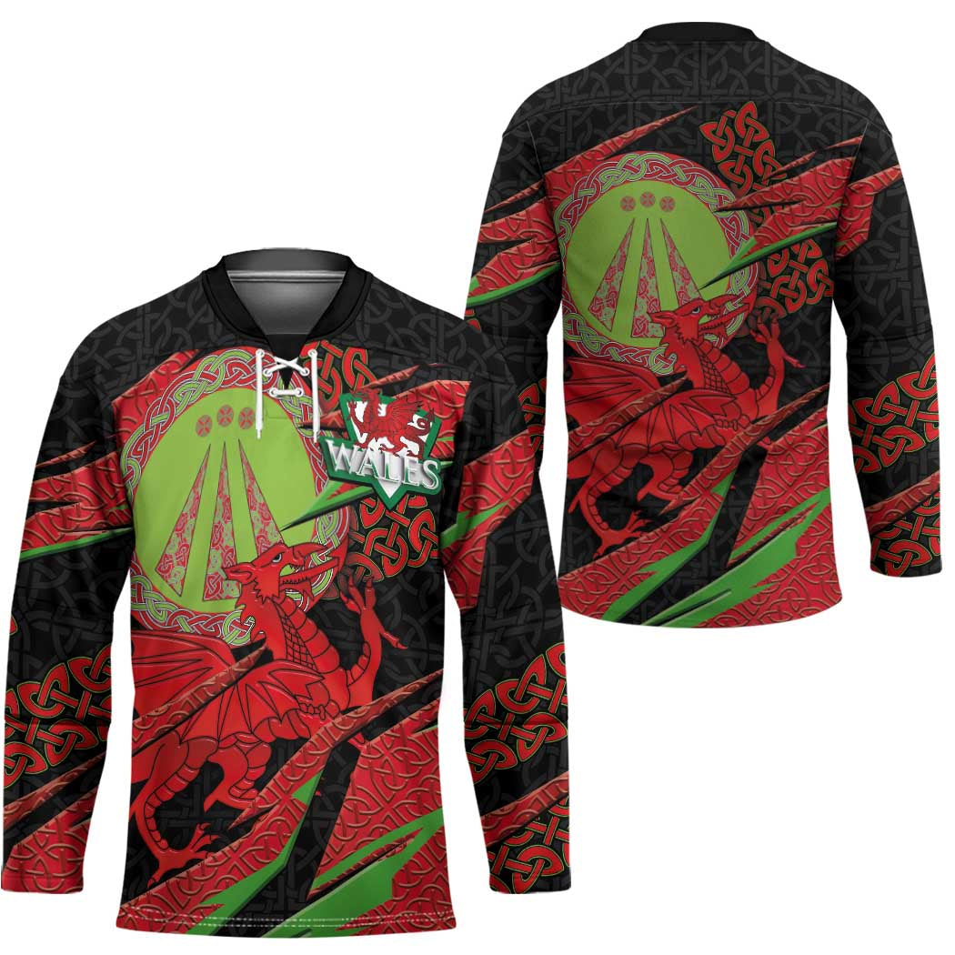 Welsh Celtic-Awen Hockey Jersey Wales Y Ddraig Goch with Celtic Knot Sporty - Wonder Print Shop