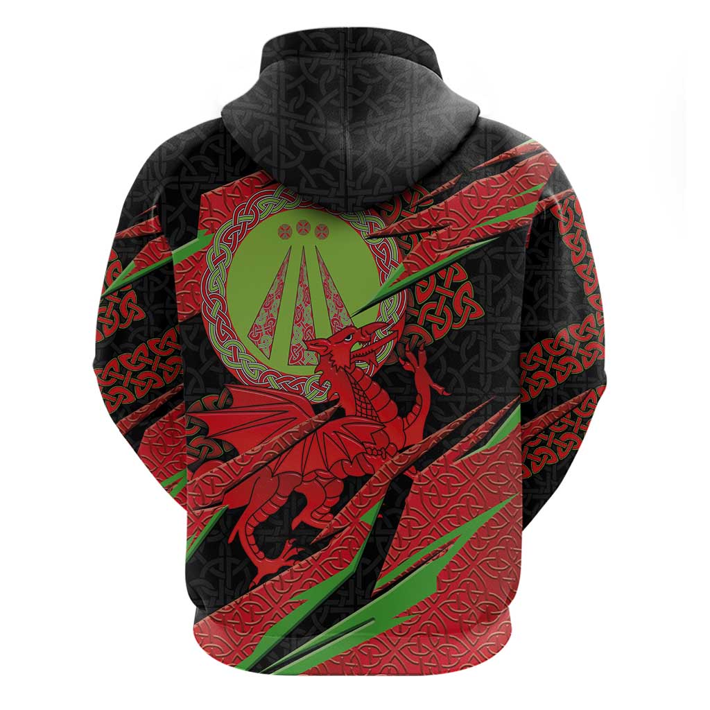 Welsh Celtic-Awen Hoodie Wales Y Ddraig Goch with Celtic Knot Sporty - Wonder Print Shop