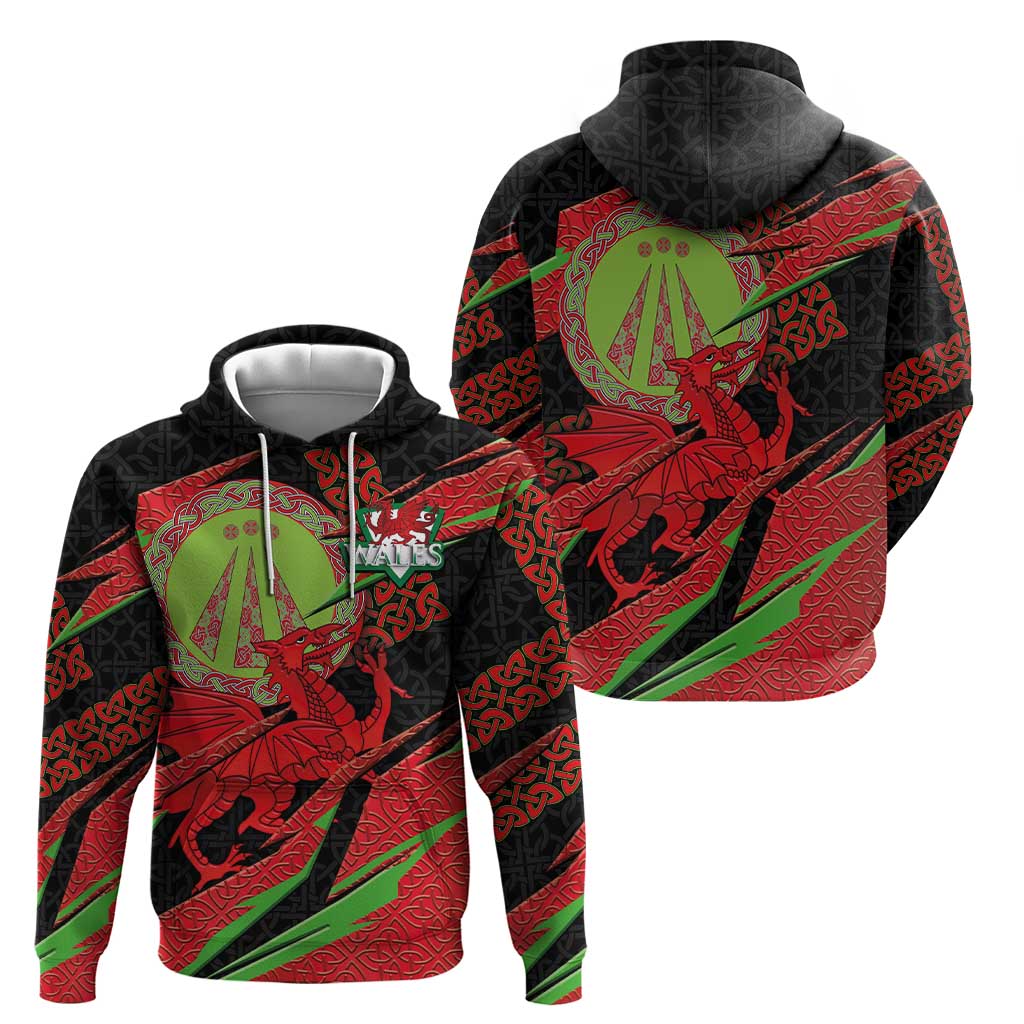 Welsh Celtic-Awen Hoodie Wales Y Ddraig Goch with Celtic Knot Sporty - Wonder Print Shop
