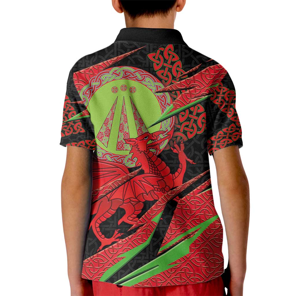 Welsh Celtic-Awen Kid Polo Shirt Wales Y Ddraig Goch with Celtic Knot Sporty - Wonder Print Shop