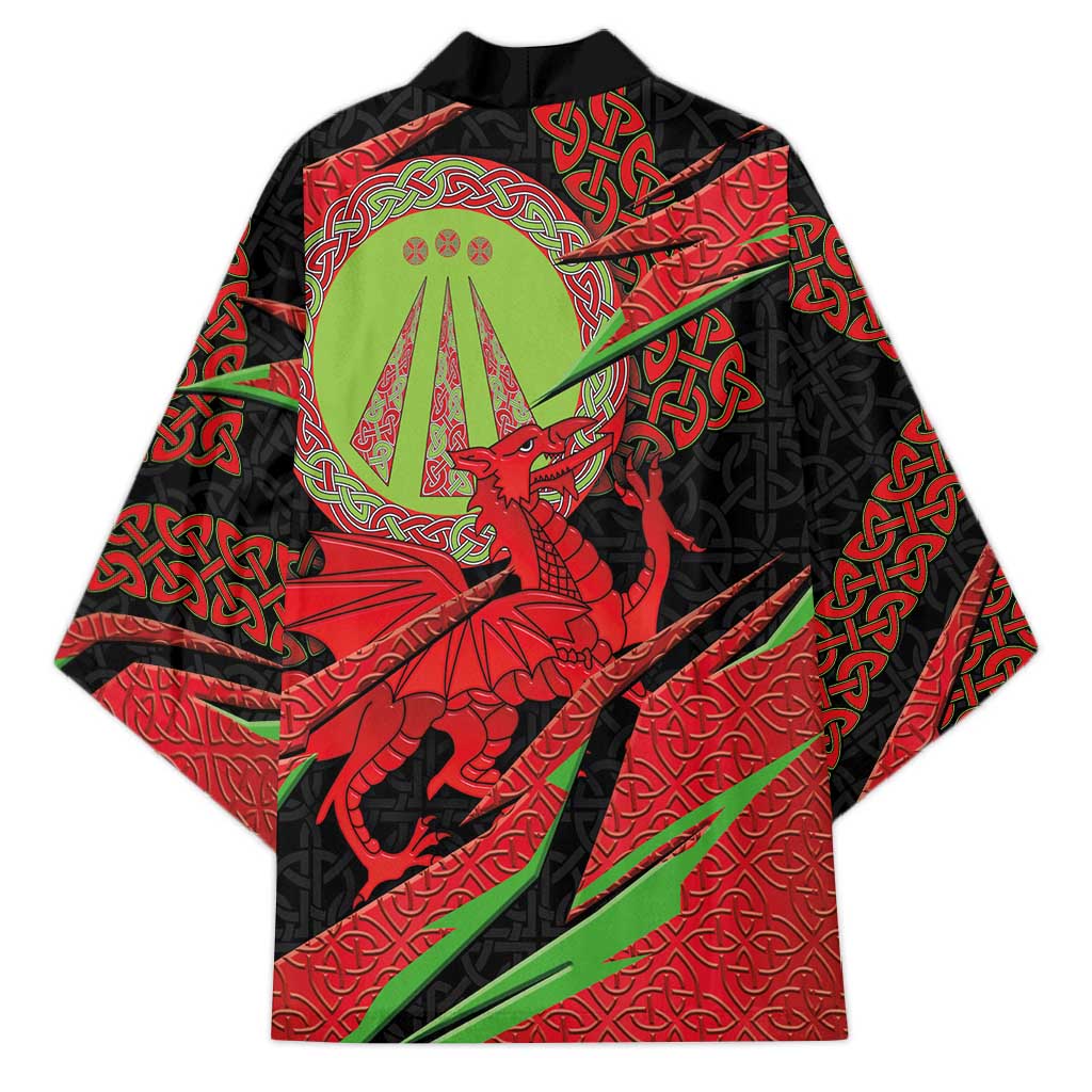 Welsh Celtic-Awen Kimono Wales Y Ddraig Goch with Celtic Knot Sporty - Wonder Print Shop
