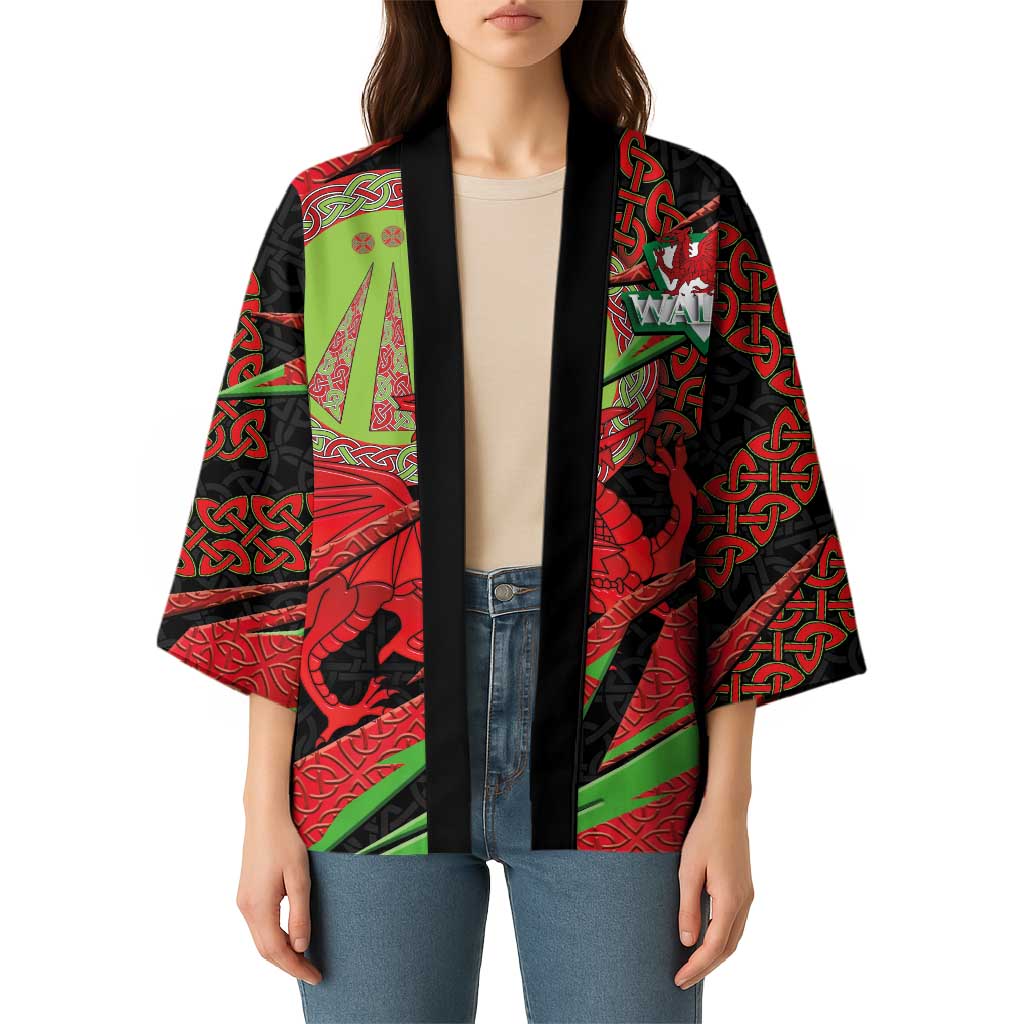 Welsh Celtic-Awen Kimono Wales Y Ddraig Goch with Celtic Knot Sporty - Wonder Print Shop